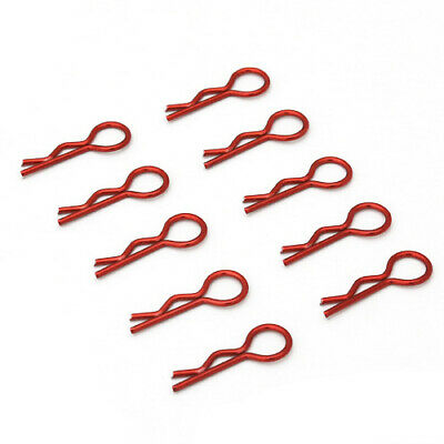 1/10 RC Car Body Clips Red Anodized Finish 10pcs. Bent Angled from Rotor Ron