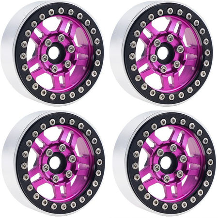 Power Hobby B4 Aluminum 1.9 Beadlock Wheels 9mm Hubs Pink for 1/10 Rock Crawler image 0