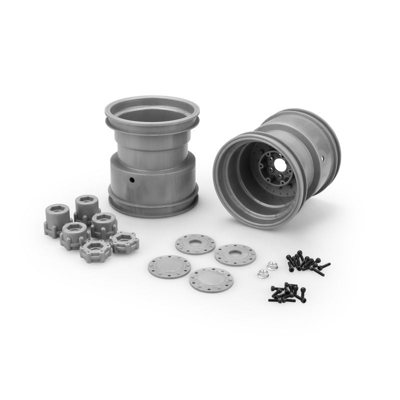 JConcepts Tribute 73's Monster Truck Wheel w/Adaptors Grey (2pc) 3.2x3.6 3439S image 0