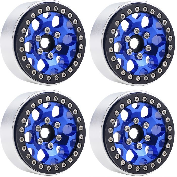 Power Hobby B3 Aluminum 1.9 Beadlock Wheels 9mm Hubs Blue for 1/10 Rock Crawler image 0