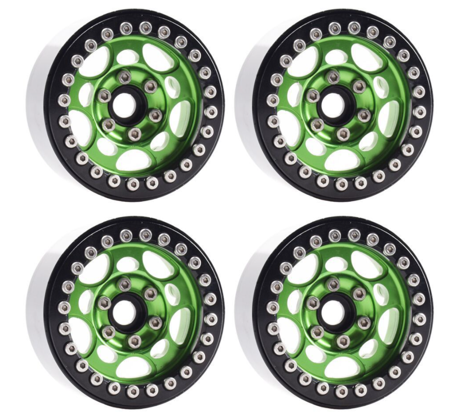 Set of 4 1.9 Aluminum RC Beadlock Wheel Rims 1/10 TRX-4 D90 SCX10 II III Jeep image 0