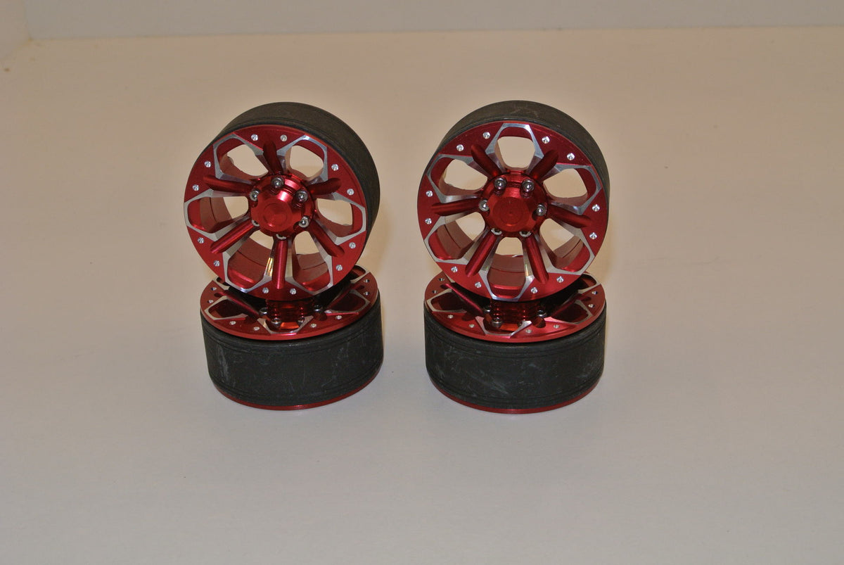 (4) 1.9 Metal Crawler Red Chrome Beadlock Wheel Rim 1/10 TRX-4 D90 SCX10 II III image 0