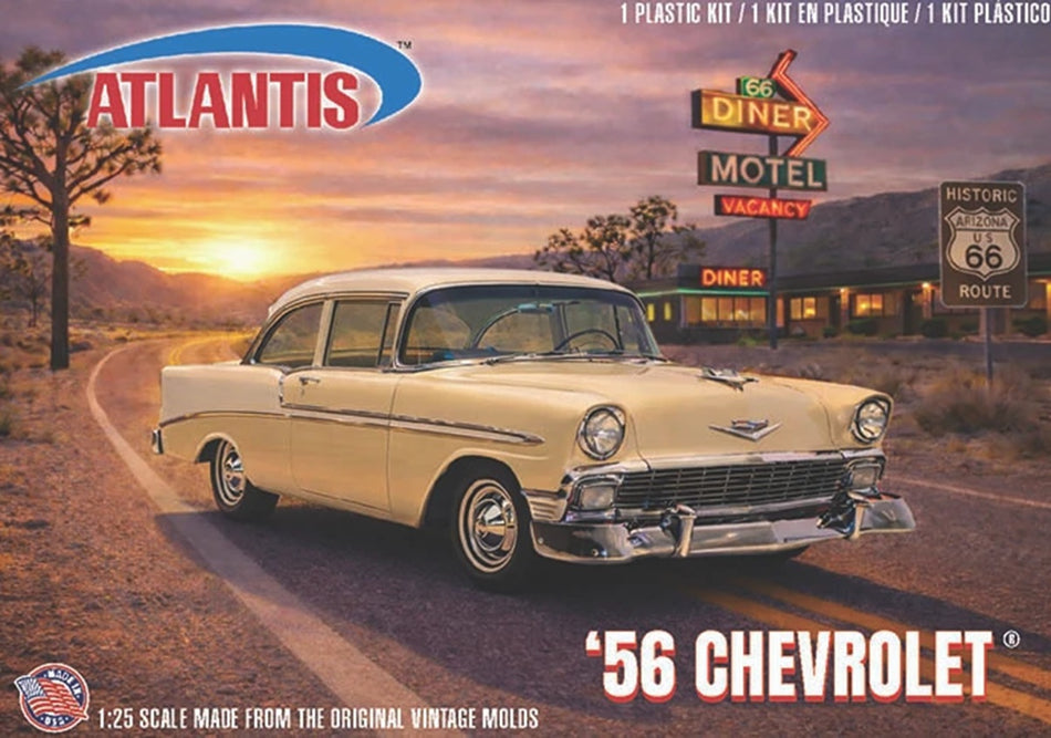 Atlantis 1/25 US Route 66 - 1956 Chevrolet V-8 Plastic Model Kit H1391