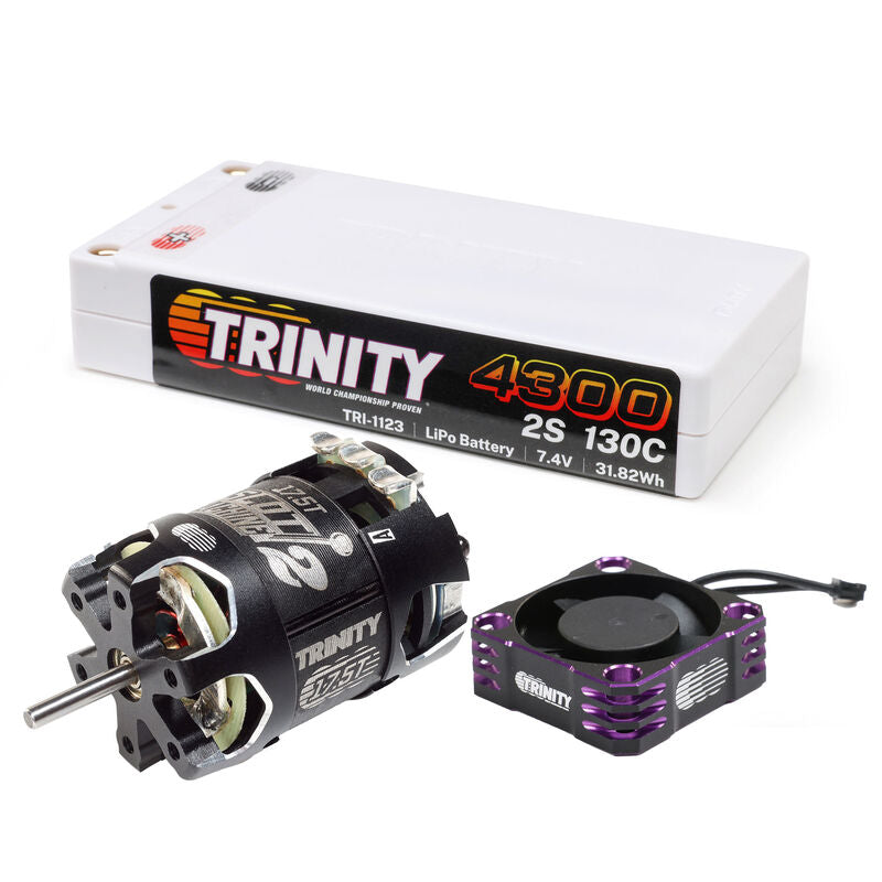 Trinity 17.5 Slot Machine Stock Racer Bundle w/Fan & TRI-1123 4300mah Shorty