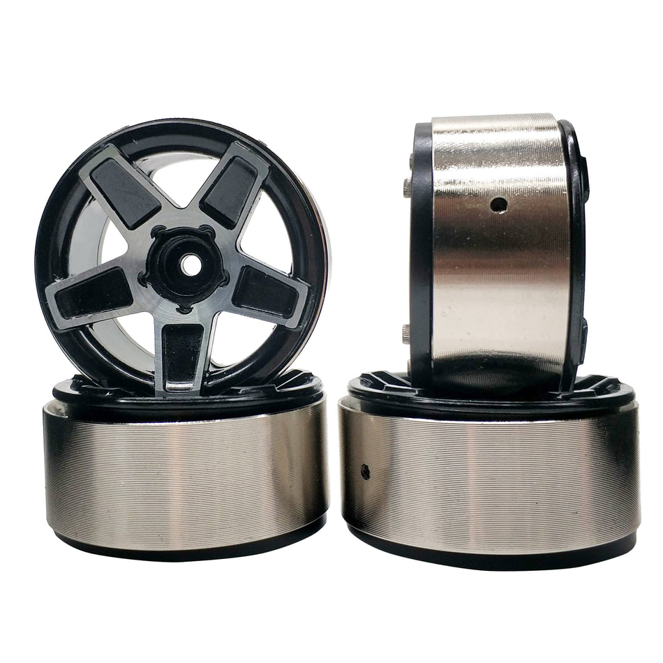 Set of 4 1.9 Metal RC Beadlock Wheel Rims 1/10 TRX-4 D90 SCX10 II III Jeep image 0