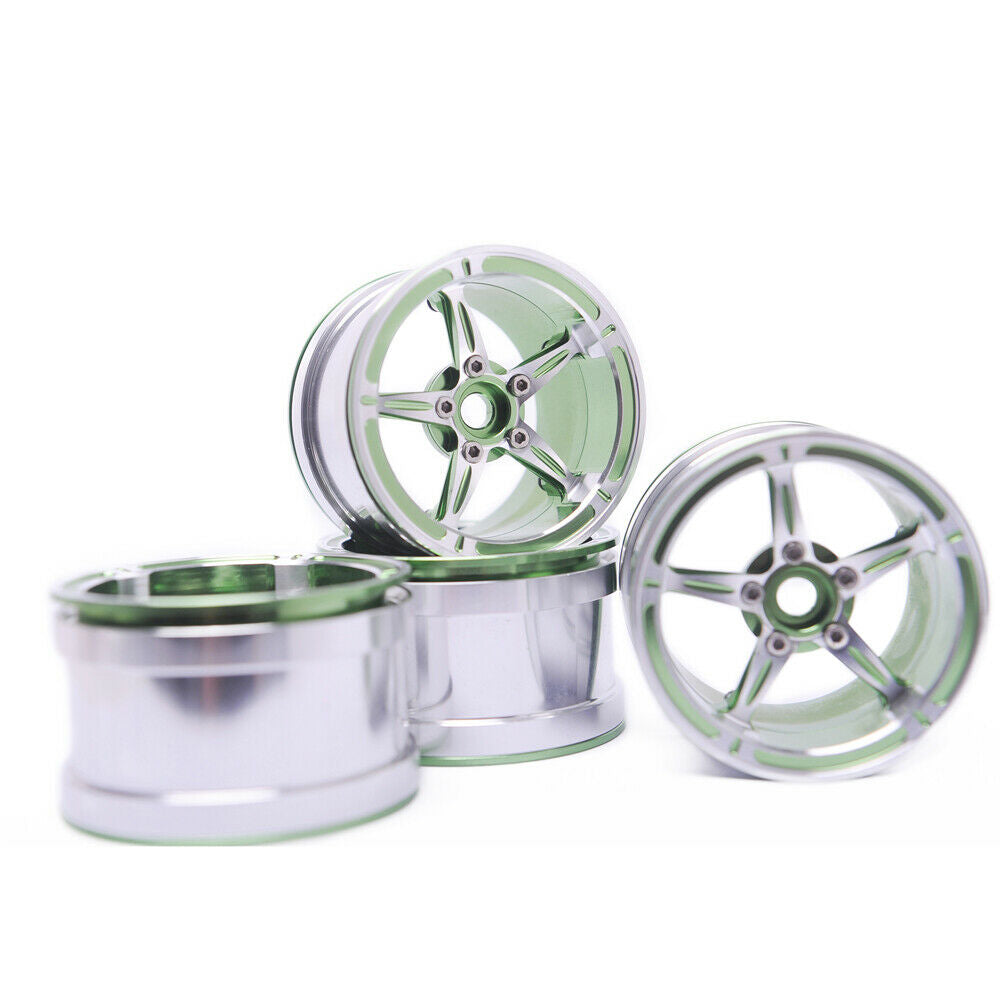 Aluminum 2.2" Green Beadlock Wheels Rims for 1/10 RC Axial SCX10 Wraith TRX4 KM2 image 0