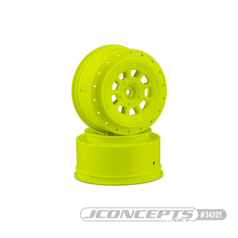 Jconcepts 9-Shot +3mm Offset Yellow Short Course Wheels Associated JCO3420Y image 0