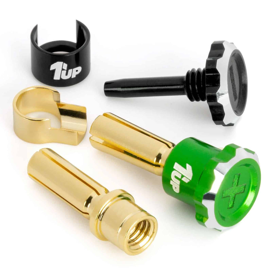 1UP Racing Lockdown Adjustable 5mm Bullet Plugs Green/Black 190458 image 0
