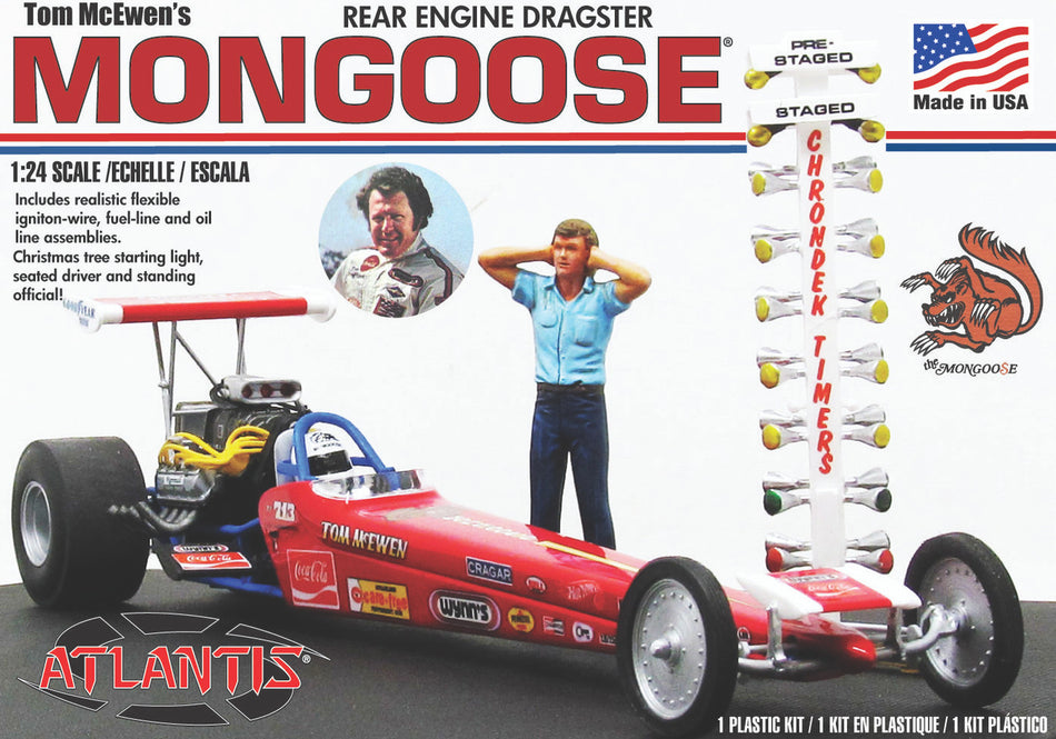 Atlantis 1/24 Tom Mongoose McEwen Rear Engine Dragster Plastic Model Kit M7529 image 0