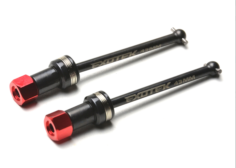 Exotek V2 FRONT CVD Set (2) 43mm w/ Red Aluminum Hex for Losi NASCAR Series 2319