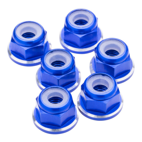 1UP Racing Aluminum M3 Flanged Locknuts Dark Blue Shine 6pcs 80598 image 0