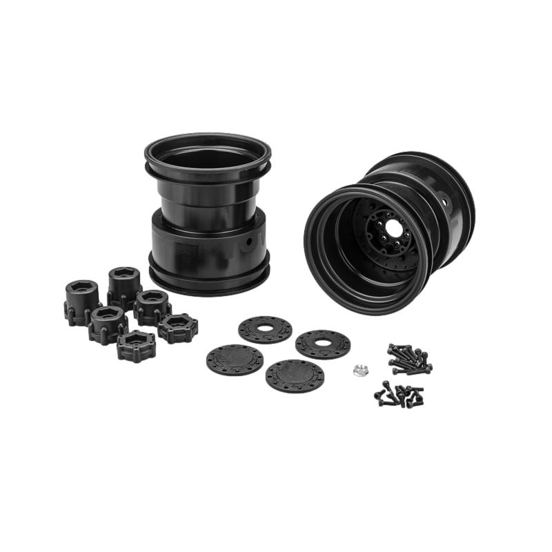 JConcepts Tribute 73's Monster Truck Wheel w/Adaptors Black (2pc) 3.2x3.6 3439B image 0