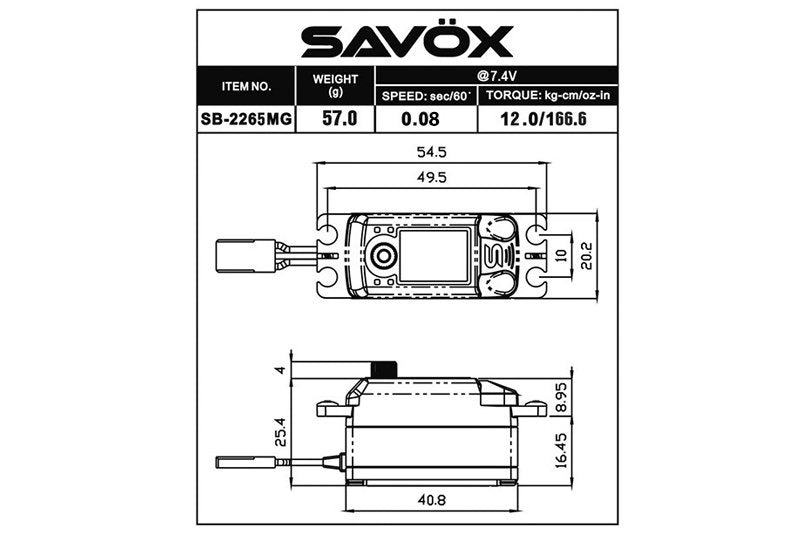 Savox SC-2265MG Black Edition Low Profile High Speed Digital Servo SAVSB2265MG-BE image 1