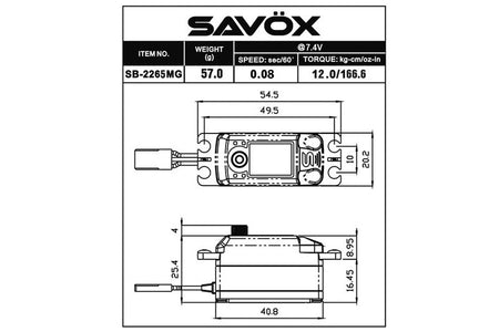 Savox SC-2265MG Black Edition Low Profile High Speed Digital Servo SAVSB2265MG-BE image 1