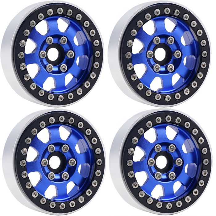 Power Hobby B1 Aluminum 1.9 Beadlock Wheels 9mm Hubs Blue for 1/10 Rock Crawler image 0