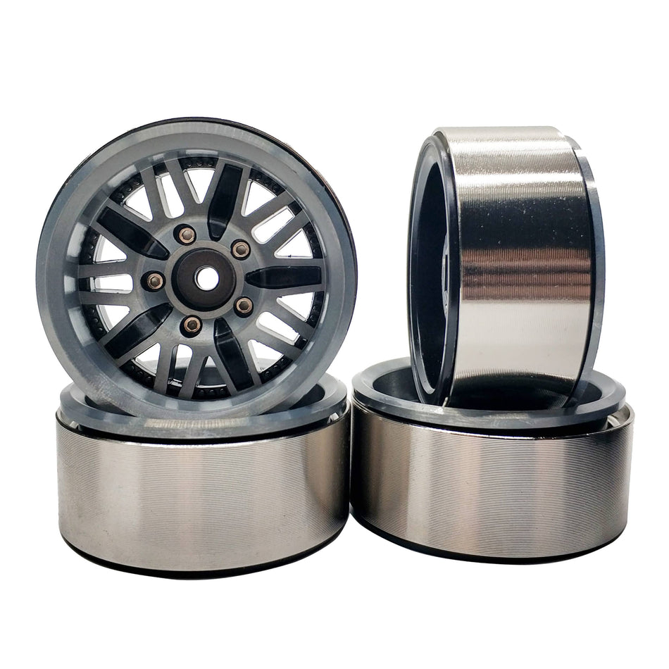 Set of 4 1.9 Metal RC Beadlock Wheel Rims 1/10 TRX-4 D90 SCX10 II III Jeep image 0