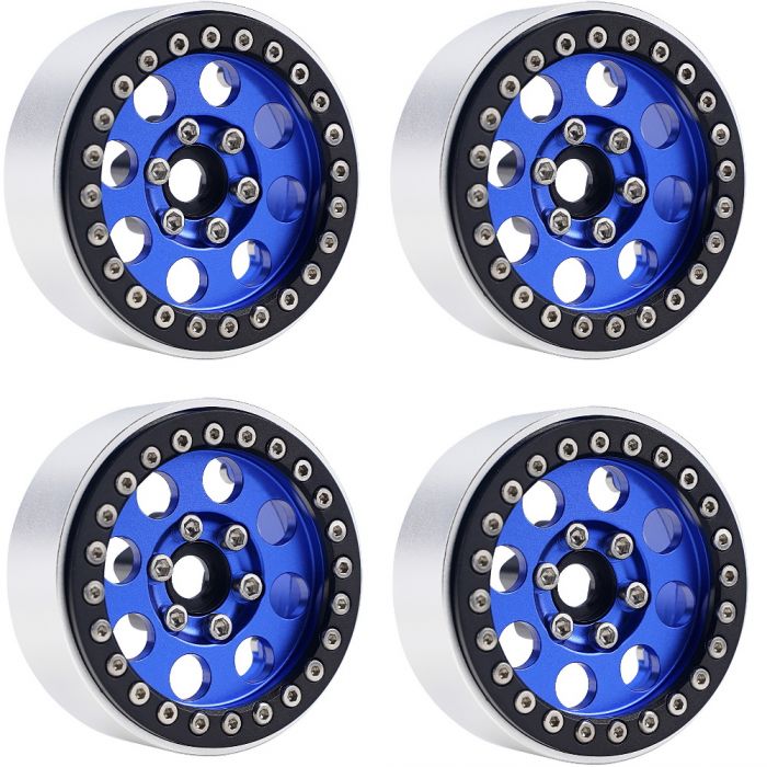 Power Hobby B2 Aluminum 1.9 Beadlock Wheels 9mm Hubs Blue for 1/10 Rock Crawler image 0