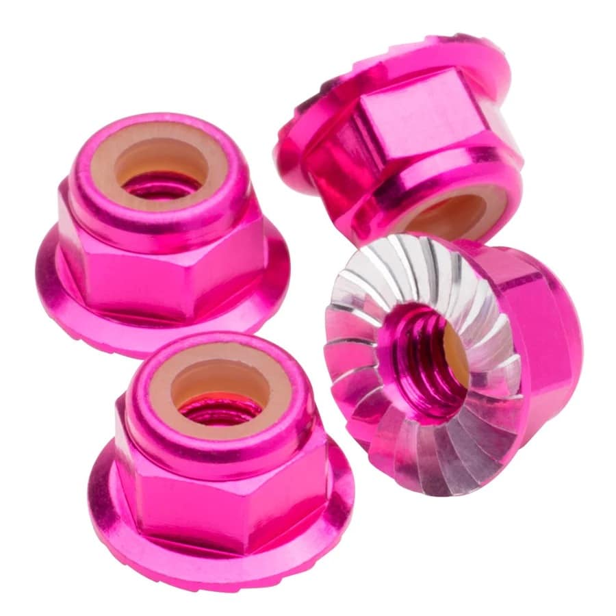 1UP Racing Premium Aluminum M4 Wheelnuts Flaged Serrated Hot Pink (4pc) 80542 image 0