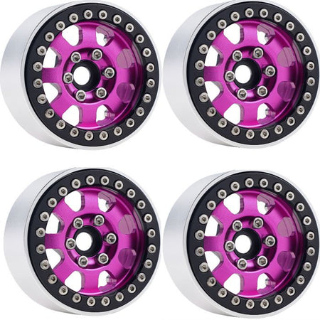 Power Hobby B1 Aluminum 1.9 Beadlock Wheels 9mm Hubs Pink for 1/10 Rock Crawler image 0