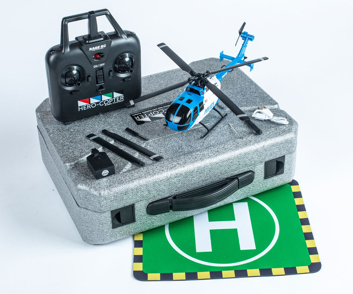 Rage RC Hero-Copter 4 Blade RTF Helicopter Police w/carry case RGR6051 image 0