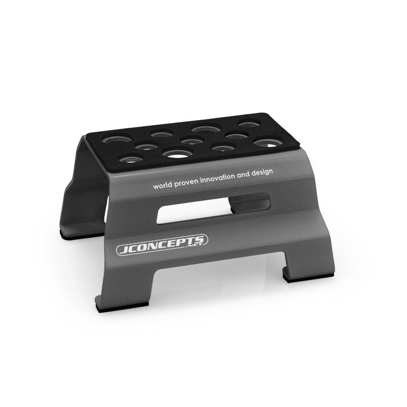 JConcepts Gray Metal Car Pit Stand For 1/10th &amp; 1/8th Vehicles 29038 image 0