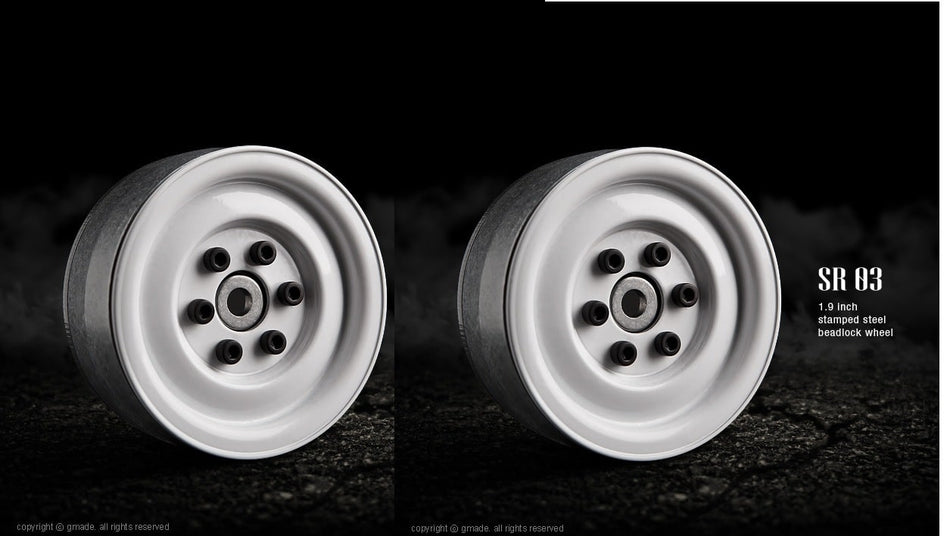 G-made 1.9 Sr03 Metal Beadlock Wheels Gloss White 2 GMA70186 70186 image 0