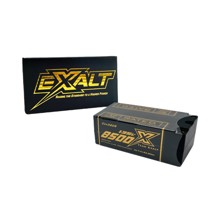 Team Exalt X-Rated 8500mah 130c 2s 7.4v Fat Shorty Lipo w/5mm Bullets EXA3209 image 0