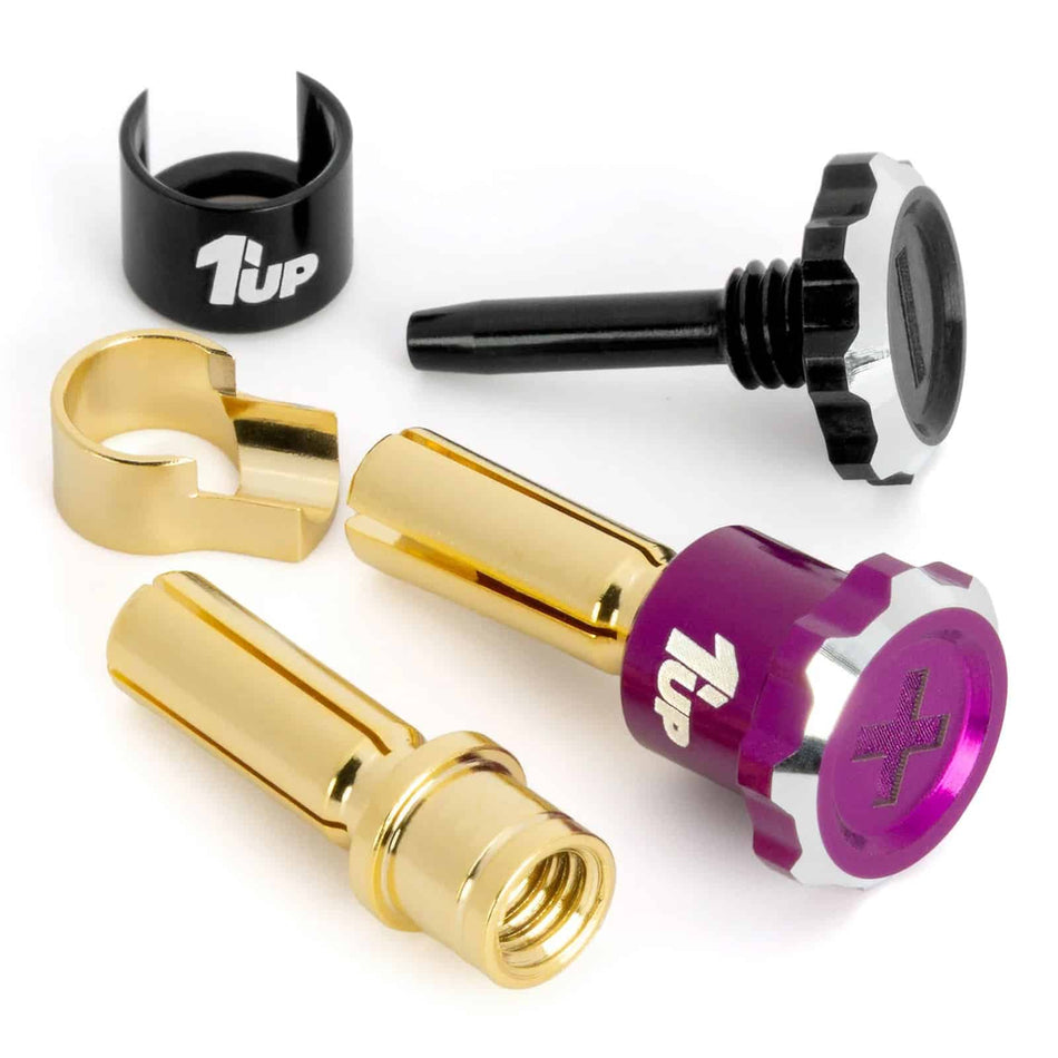 1UP Racing Lockdown Adjustable 5mm Bullet Plugs Purple/Black 190453 image 0