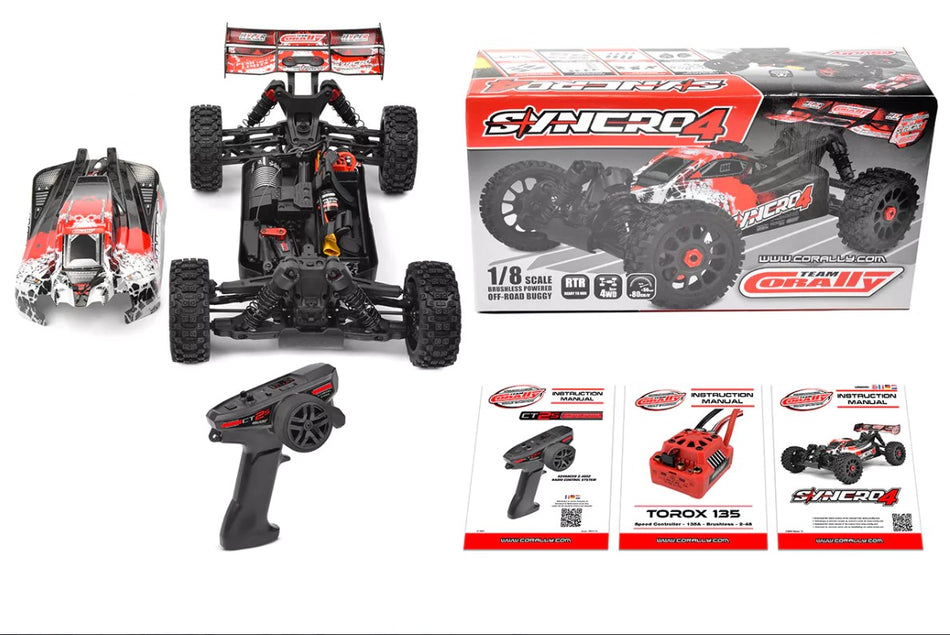 Team Corally Syncro-4 1/8 Scale 4S Brushless Off Road Buggy RTR Red COR00287-R image 0