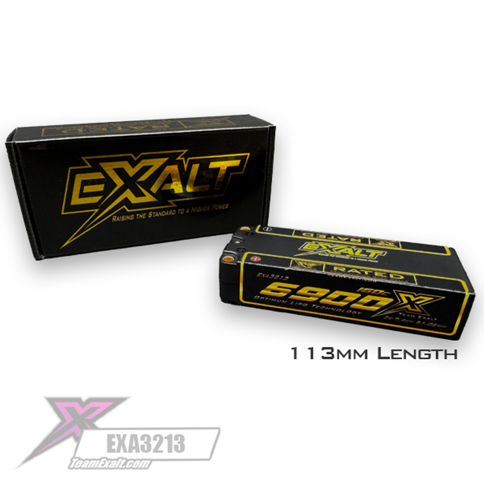 Team Exalt X-Rated 6900mah 160c 2s 7.4v Mid Shorty Lipo 5mm Bullets EXA3213