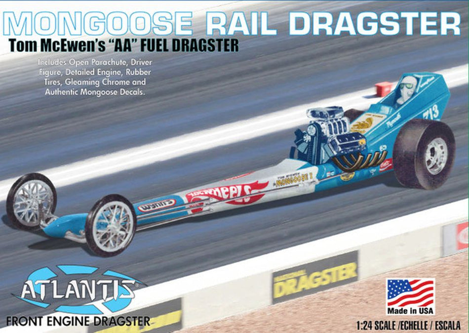 Atlantis 1/24 Tom Mongoose McEwen Front Engine Dragster Plastic Model Kit M5695 image 0