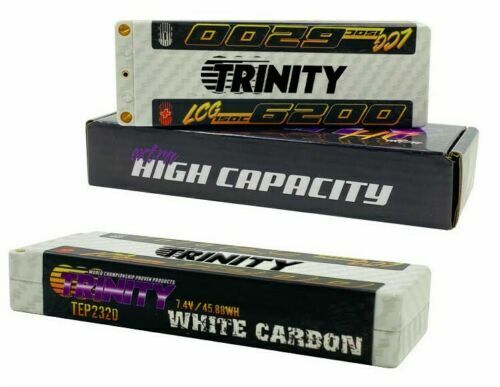 Trinity White Carbon 7.4V 2S 6200mAh 150C LCG Lipo Battery TRI-1045 image 0