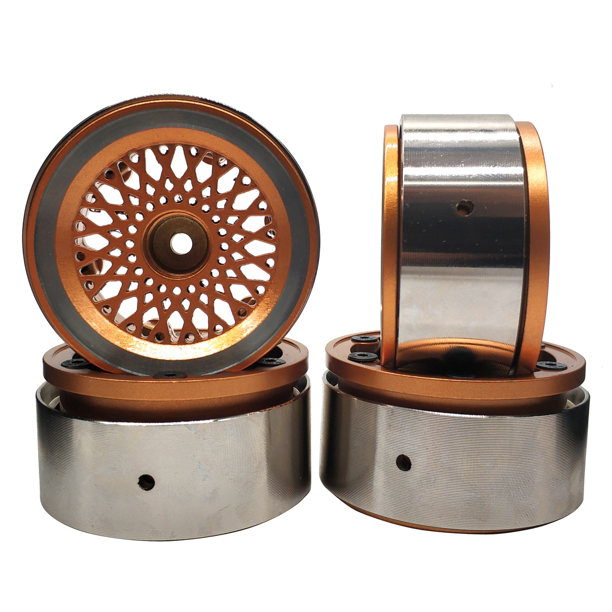 Set of 4 Xtra Speed Aluminum 1.9 HD Beadlock Wheels Gold TRX-4 image 0