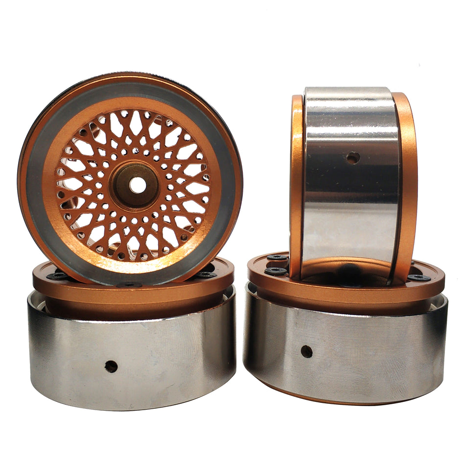 Set of 4 Xtra Speed Aluminum 1.9 HD Beadlock Wheels Gold TRX-4 image 0