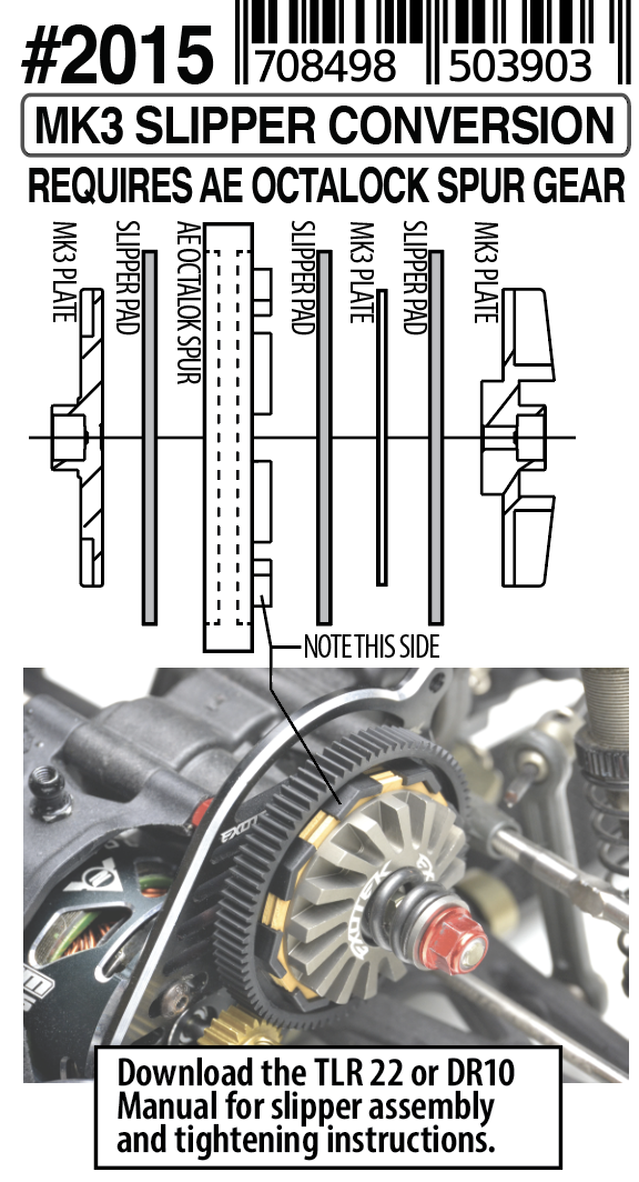 Exotek MK3 Turbine Slipper with 3 Pads for SR10 DR10 &amp; Losi TLR 22 EXO2015 2015 image 2