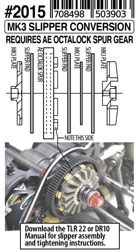 Exotek MK3 Turbine Slipper with 3 Pads for SR10 DR10 &amp; Losi TLR 22 EXO2015 2015 image 2