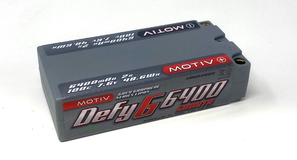 Motiv Grey Graphene Defy G 6400mah 100c 2s Lipo Shorty 7.6v Battery MOV2066 image 0
