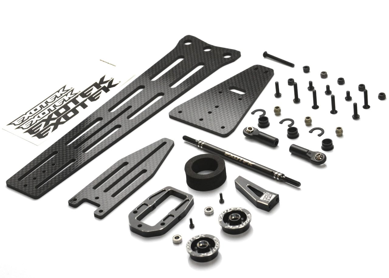 Exotek Pro Carbon Fiber Wheelie Bar Single Wheel Set for Associated DR10M 2104 image 1