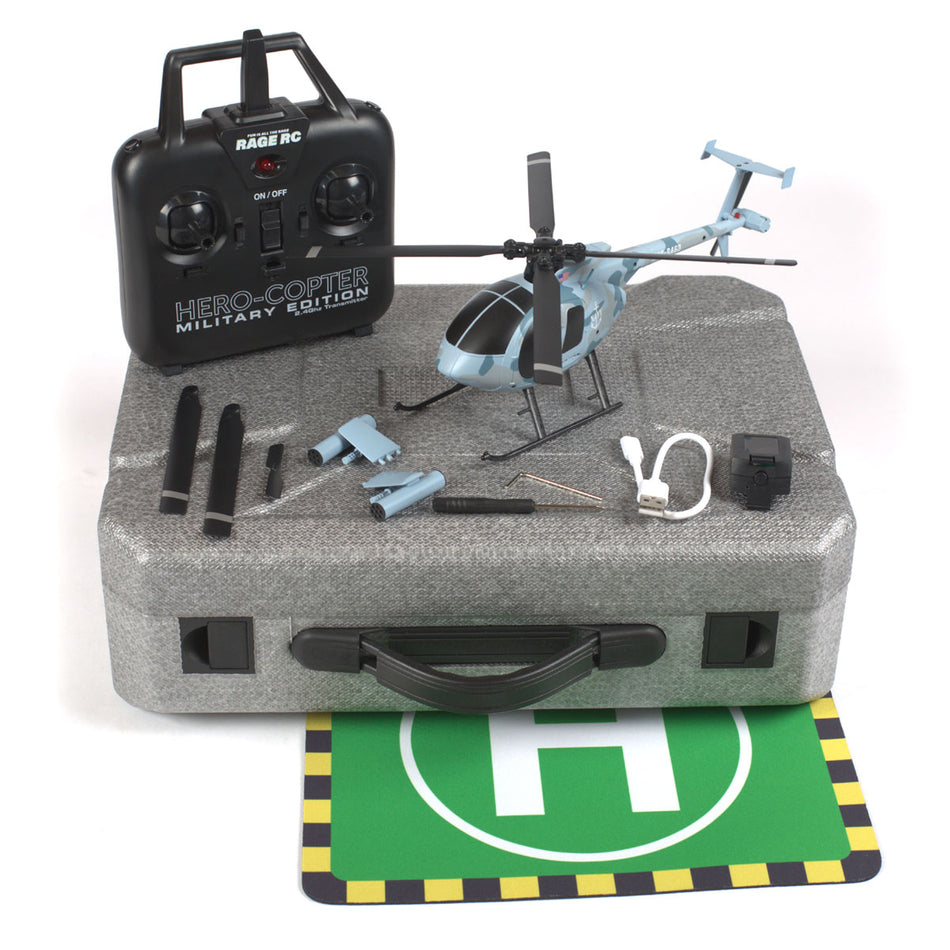 Rage RC Hero-Copter Military 4 Blade RTF Heli NAVY RGR6102 6102 image 0
