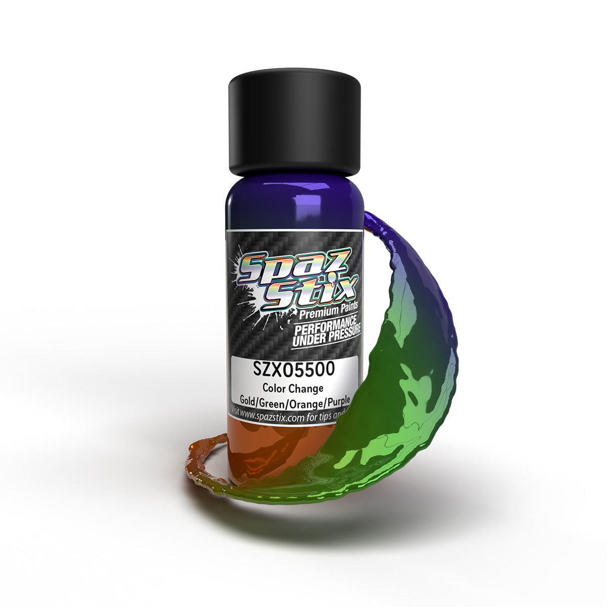 Spaz Stix Gold/Green/Orange/Purple Changing Airbrush Ready Paint SZX05500 05500 image 0
