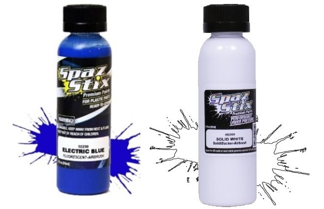 Spax Stix Blue Fluorescent &amp; White Backer Combo Airbrush Paint SZX00200 SZX02250 image 0