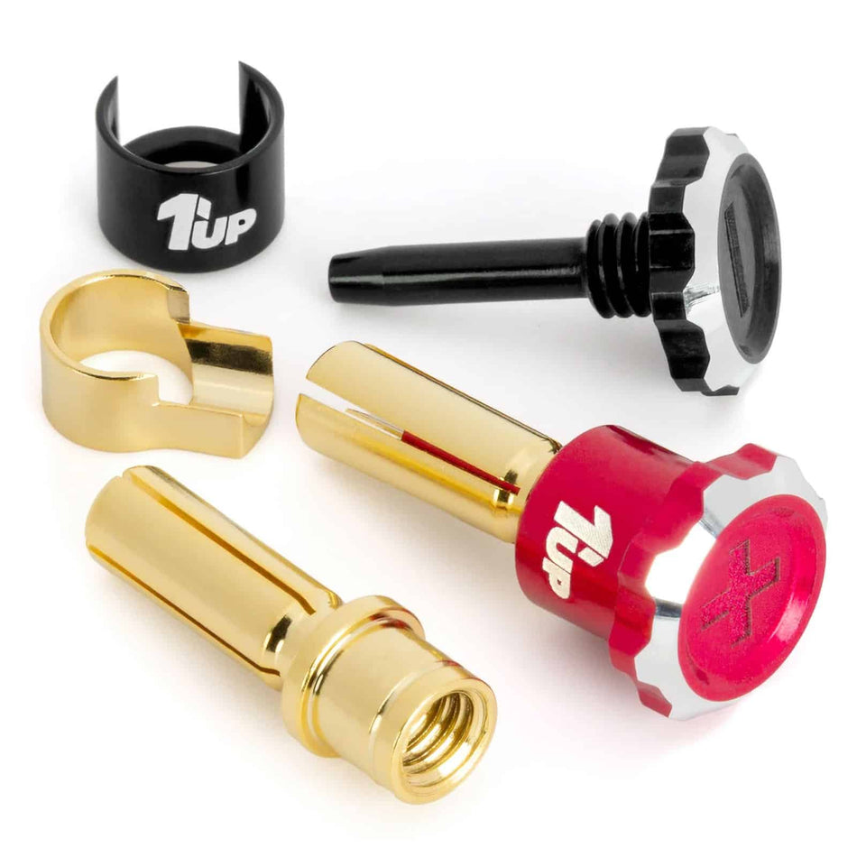 1UP Racing Lockdown Adjustable 5mm Bullet Plugs Hot Pink/Black 190454 image 0