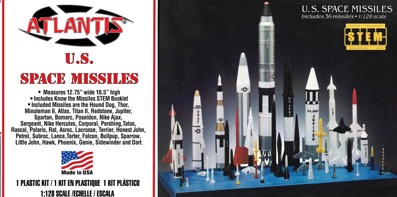 Atlantis 1/128 Scale U.S. Space Missiles Plastic Model Kit (36 Missiles) M6871 image 0
