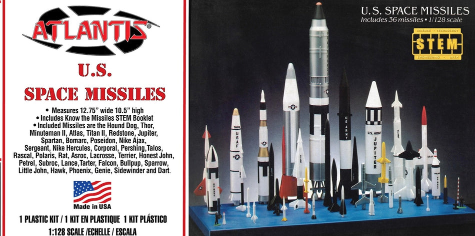 Atlantis 1/128 Scale U.S. Space Missiles Plastic Model Kit (36 Missiles) M6871 image 0