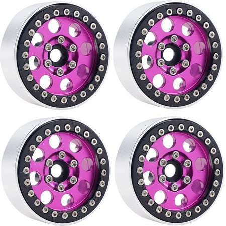 Power Hobby B2 Aluminum 1.9 Beadlock Wheels 9mm Hubs Pink for 1/10 Rock Crawler image 0