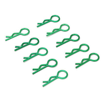 1/10 RC Car Body Clips Green Anodized Finish 10pcs. Bent Angled from Rotor Ron