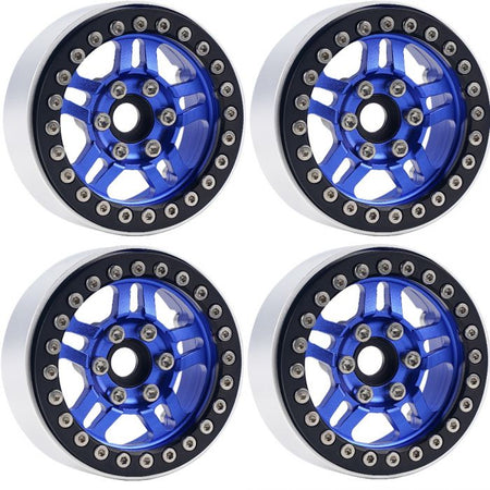 Power Hobby B4 Aluminum 1.9 Beadlock Wheels 9mm Hubs Blue for 1/10 Rock Crawler image 0