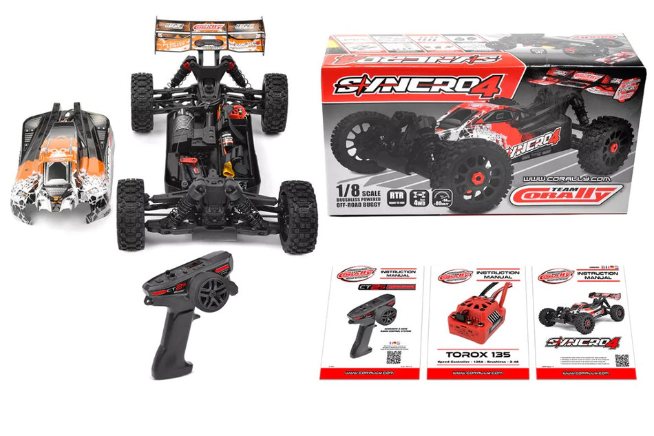 Team Corally Syncro-4 1/8 Scale 4S Brushless Off Road Buggy RTR Orange 00287-O image 0
