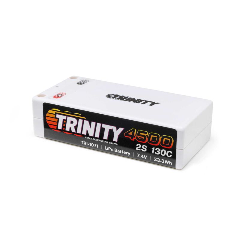 Trinity White Carbon 2S 7.4v 4500mAh 130c Shorty LiPo Battery TRI-1071 image 0