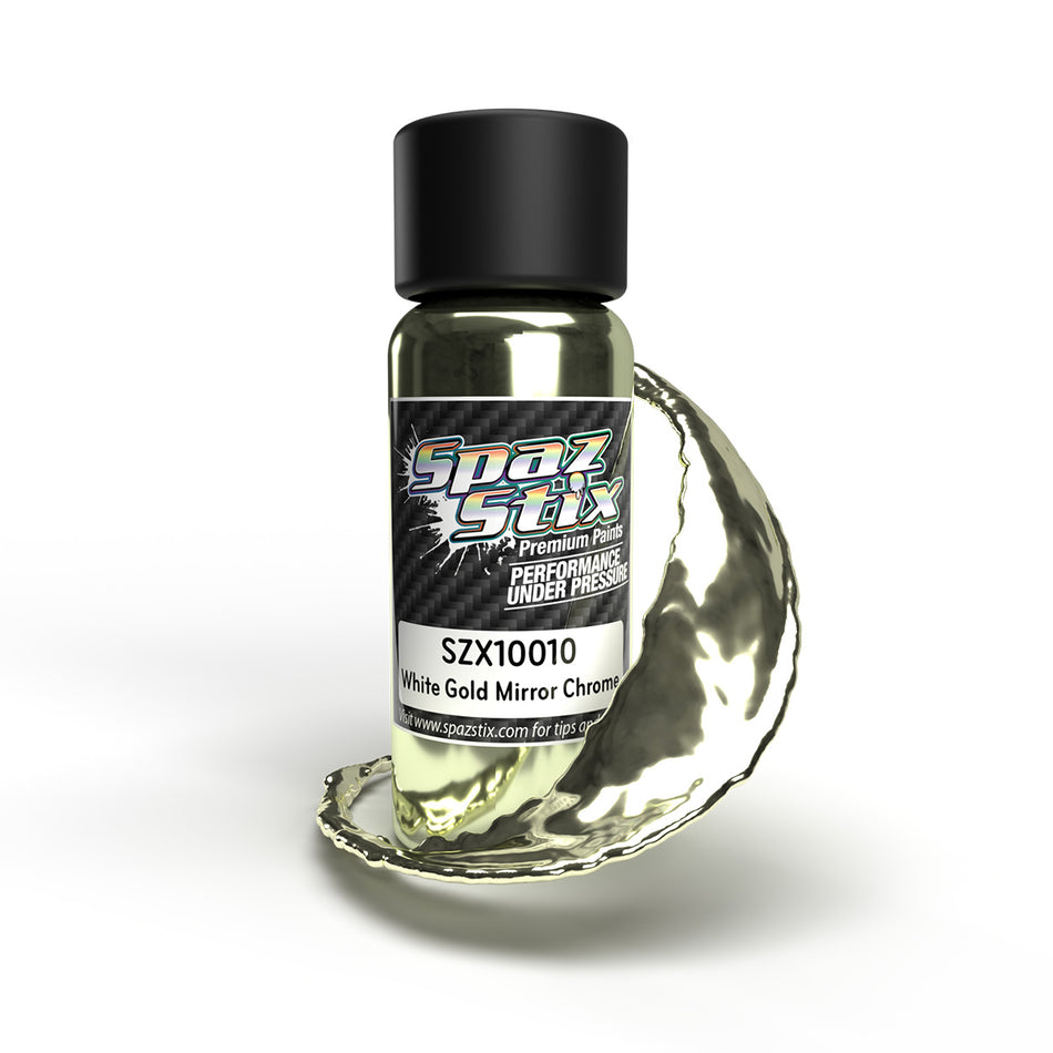 Spaz Stix White Gold Mirror Chrome Airbrush Ready Paint 2oz Bottle SZX10010 image 0